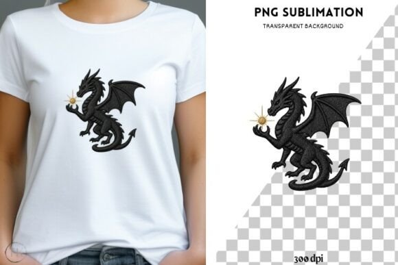 Black Embroidery Dragon PNG, Fantasy: A Bold Choice for Business Branding