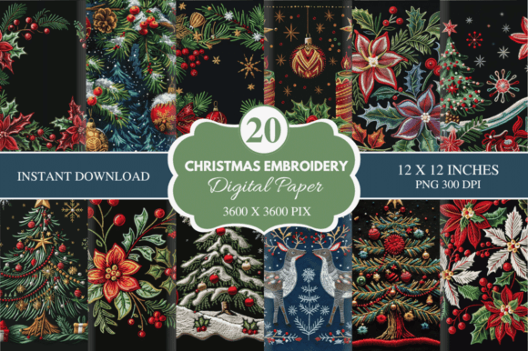 Christmas Embroidery Digital Paper Bundle Review