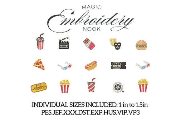Mini Movie Night Bundle: 15 Charming Embroidery Designs
